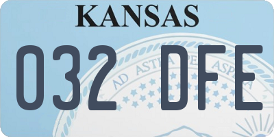KS license plate 032DFE