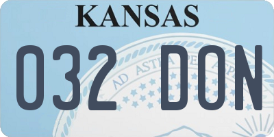 KS license plate 032DON