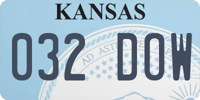 KS license plate 032DOW
