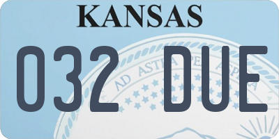 KS license plate 032DUE
