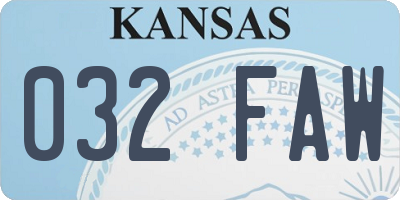 KS license plate 032FAW