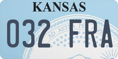 KS license plate 032FRA
