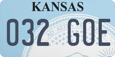 KS license plate 032GOE