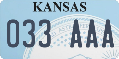 KS license plate 033AAA