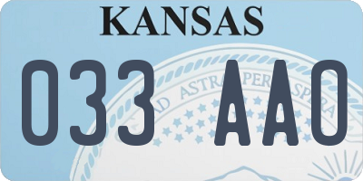 KS license plate 033AAO