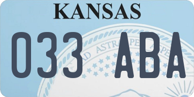 KS license plate 033ABA