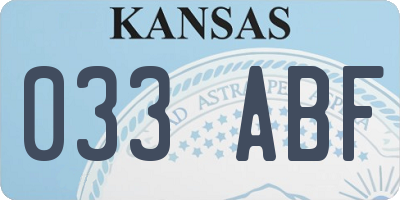 KS license plate 033ABF