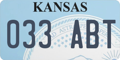 KS license plate 033ABT