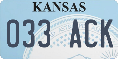 KS license plate 033ACK