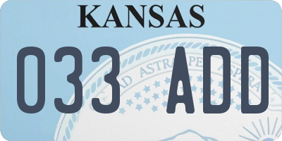 KS license plate 033ADD