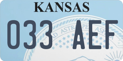 KS license plate 033AEF
