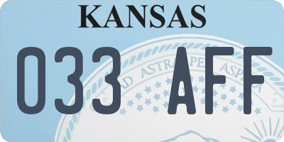KS license plate 033AFF