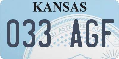 KS license plate 033AGF