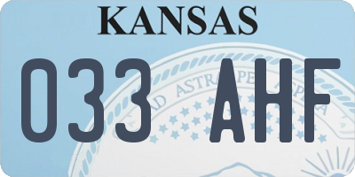 KS license plate 033AHF