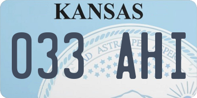 KS license plate 033AHI