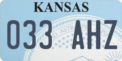 KS license plate 033AHZ