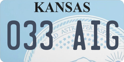 KS license plate 033AIG