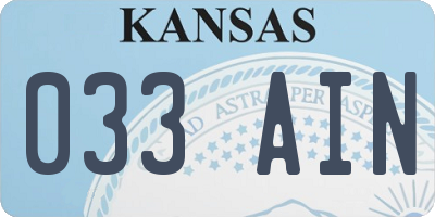 KS license plate 033AIN