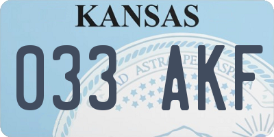KS license plate 033AKF