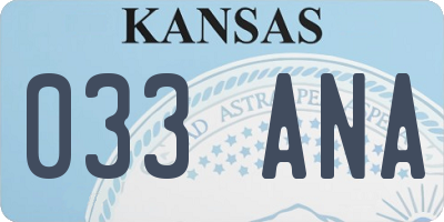 KS license plate 033ANA