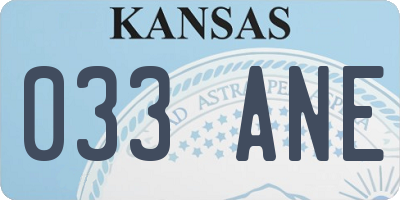 KS license plate 033ANE