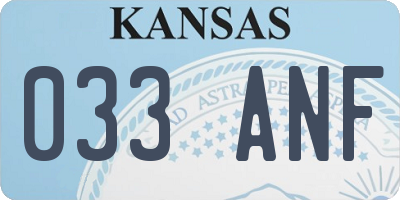 KS license plate 033ANF