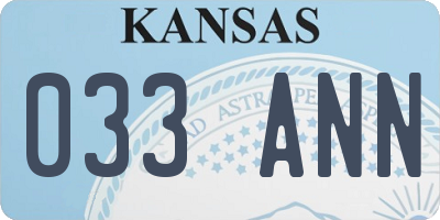 KS license plate 033ANN