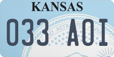 KS license plate 033AOI