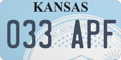 KS license plate 033APF
