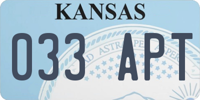 KS license plate 033APT
