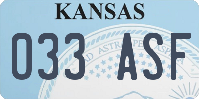 KS license plate 033ASF