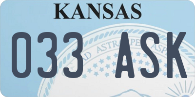 KS license plate 033ASK
