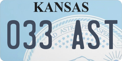KS license plate 033AST