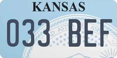 KS license plate 033BEF