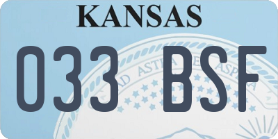 KS license plate 033BSF