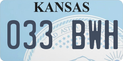 KS license plate 033BWH
