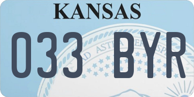KS license plate 033BYR