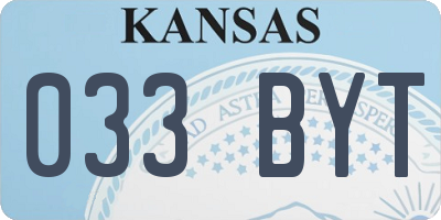 KS license plate 033BYT