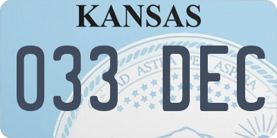 KS license plate 033DEC