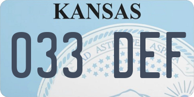 KS license plate 033DEF