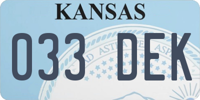 KS license plate 033DEK