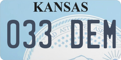 KS license plate 033DEM