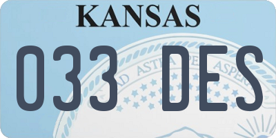 KS license plate 033DES