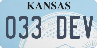 KS license plate 033DEV