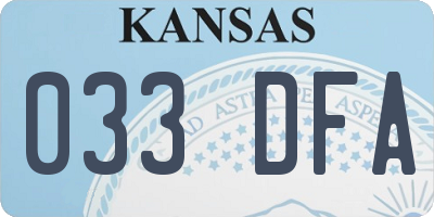 KS license plate 033DFA