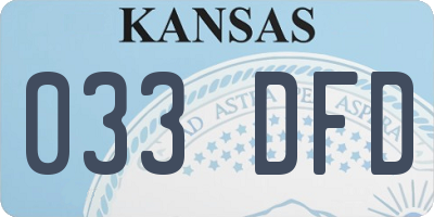 KS license plate 033DFD