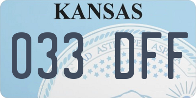 KS license plate 033DFF
