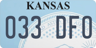 KS license plate 033DFO