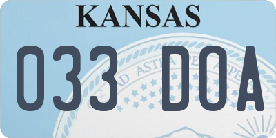 KS license plate 033DOA