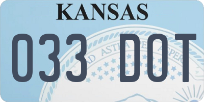 KS license plate 033DOT